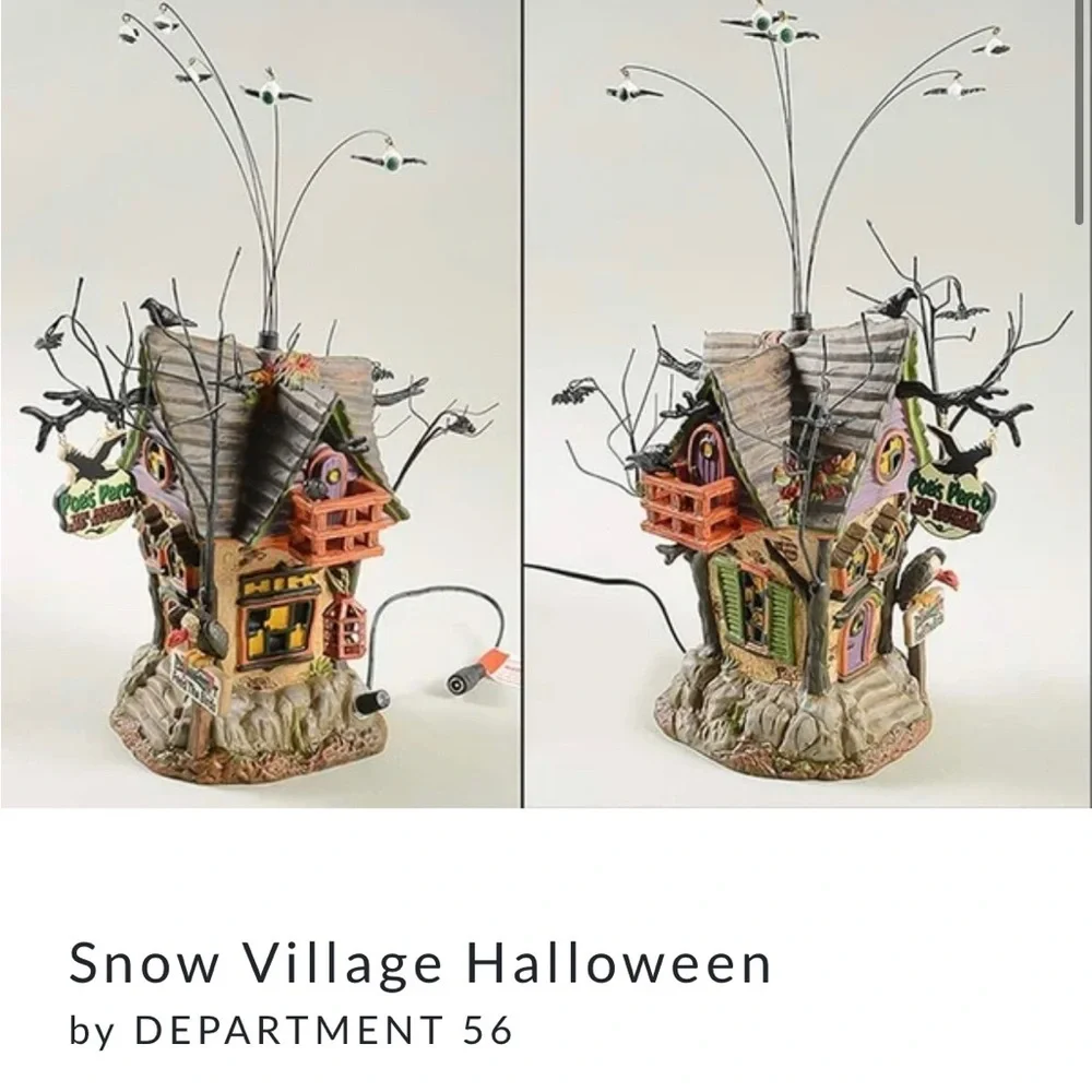 Department 56 Halloween Poe's Perch Aviary with Sound and motion